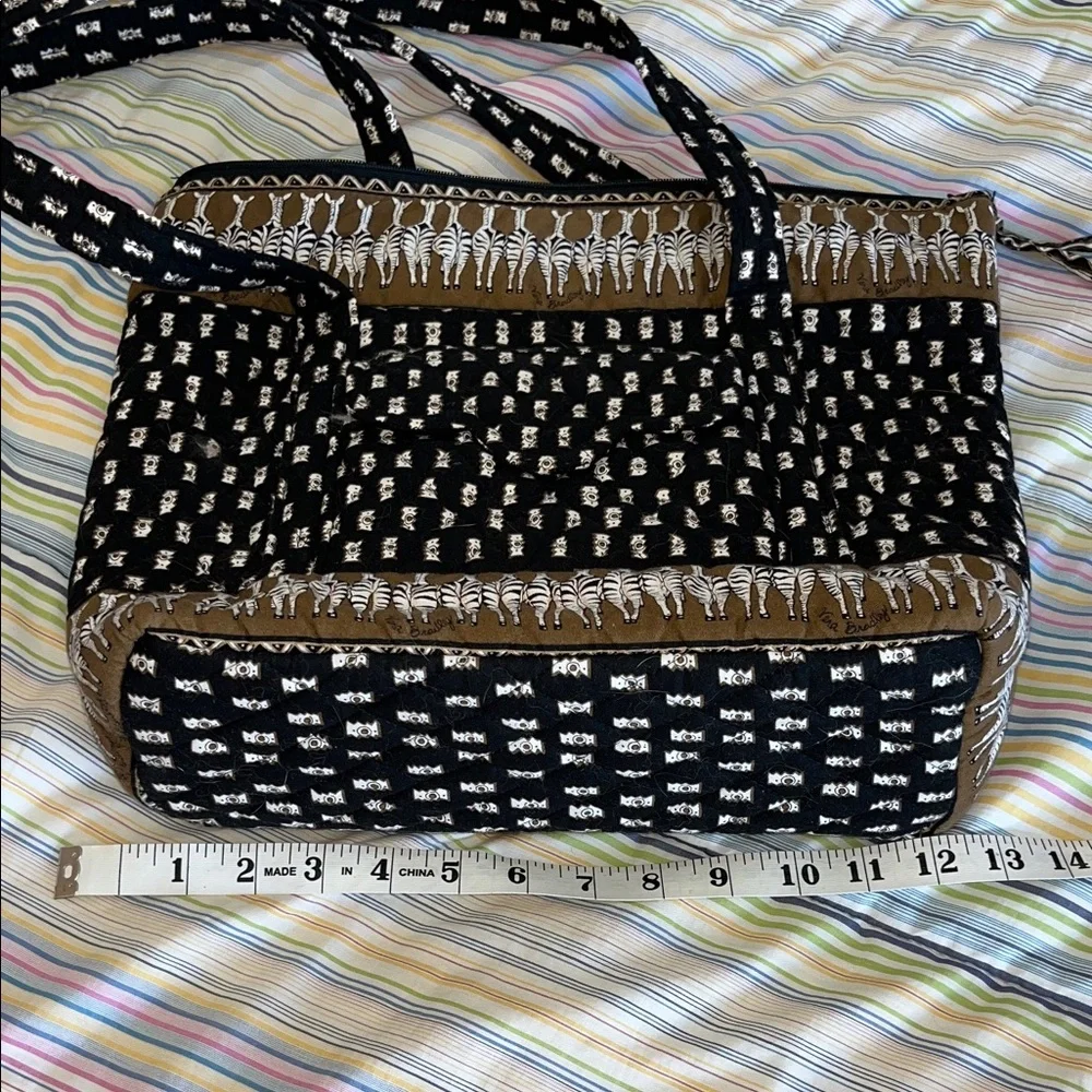 Vera‎ Bradley Black and Brown Zebra Patterned Quilted Tote